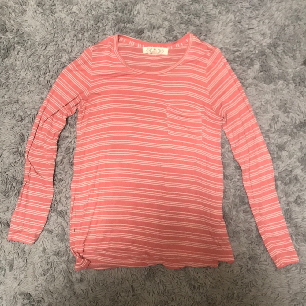 Coral Striped Long Sleeve Shirt